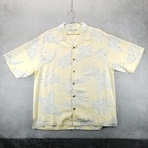 Tommy Bahama Shirt Mens L Yellow Short Sleeve Silk‎ Hawaiian Camp Floral